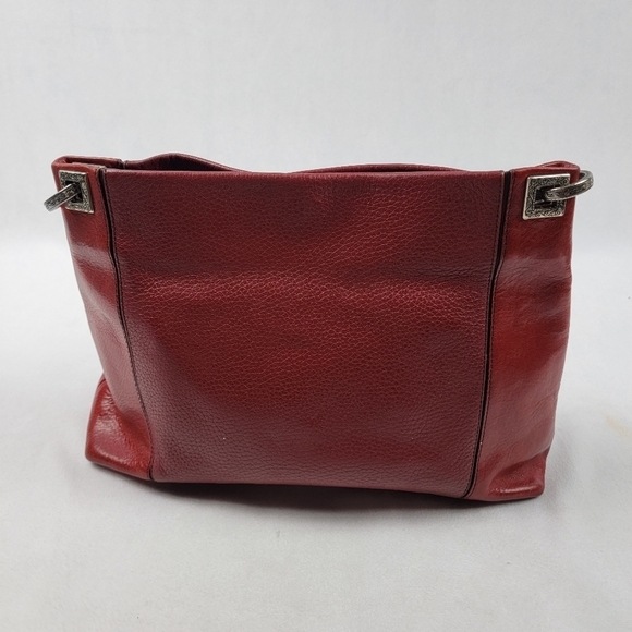 Brighton red braided handle leather shoulder bag w/ matching wallet - Picture 5 of 11